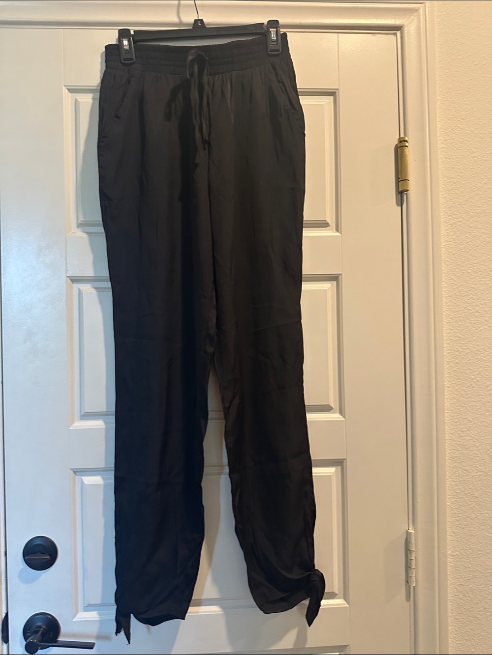 Kori Black Straight-Leg Drawstring Pants